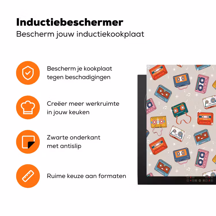 Retro - Disco - Cassettebandjes - Muziek - Multi Inductie beschermer vinyl 3mm klein 276 -zzzzzzz-td-ups