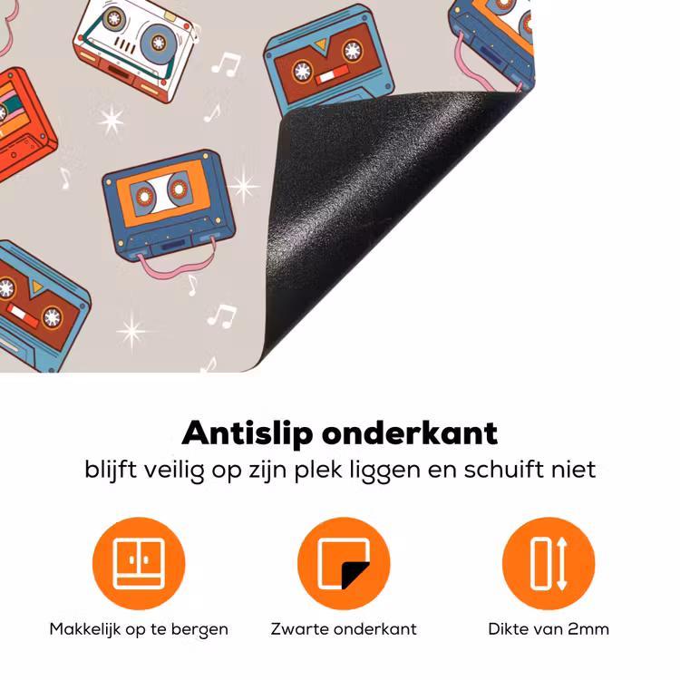 Retro - Disco - Cassettebandjes - Muziek - Multi Inductie beschermer vinyl 3mm klein 276 -zzzzzzz-td-onderkant