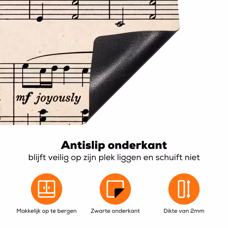 Muzieknotatie - Notenbalken - Kunst - Klassiek - Beige Inductie beschermer vinyl 3mm klein -zzzzzzz-td-onderkant