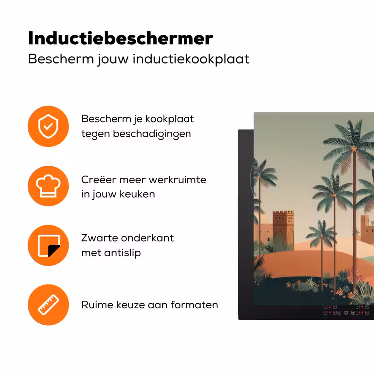 Nachtlandschap - Kamelen - Sterren - zandduinden Inductie beschermer vinyl 3mm klein -zzzzzzz-td-ups