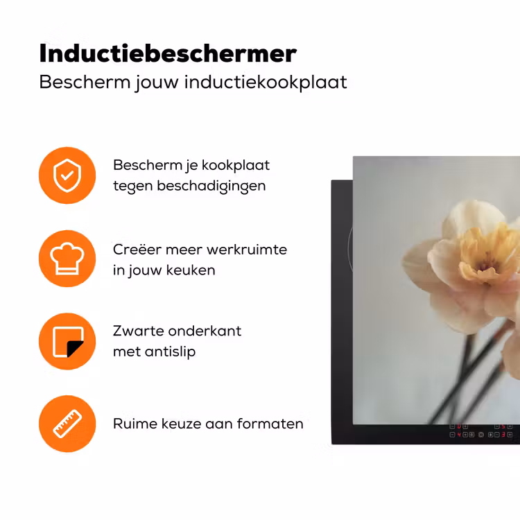 Narcissen - Geel - Bloemblaadjes Inductie beschermer vinyl 3mm klein -zzzzzzz-td-ups