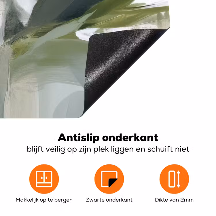 Natuur - Abstract - Groen - Penseelstreken Inductie beschermer vinyl 3mm klein -zzzzzzz-td-onderkant