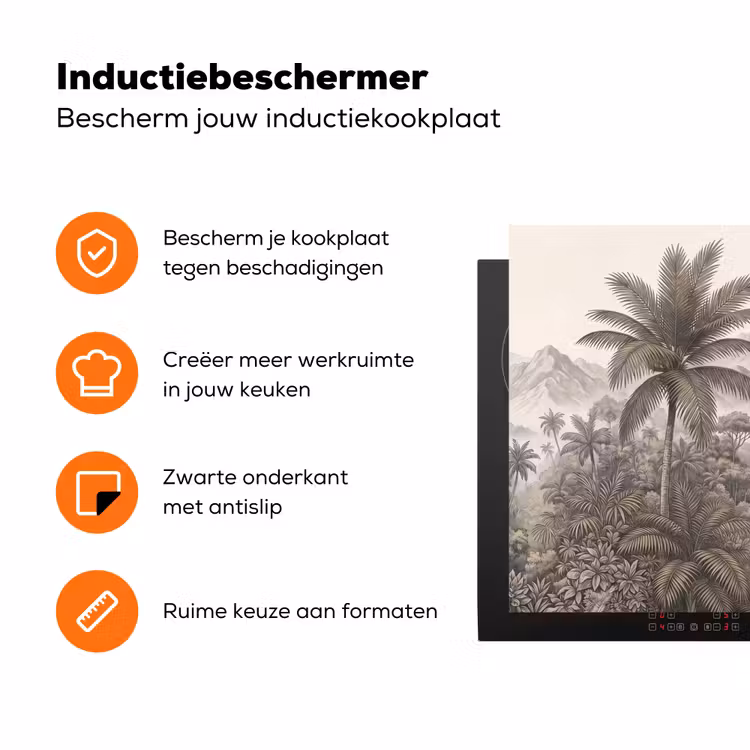 Natuur - Bergen - Rivier - Tropisch - Vintage Inductie beschermer vinyl 3mm klein -zzzzzzz-td-ups