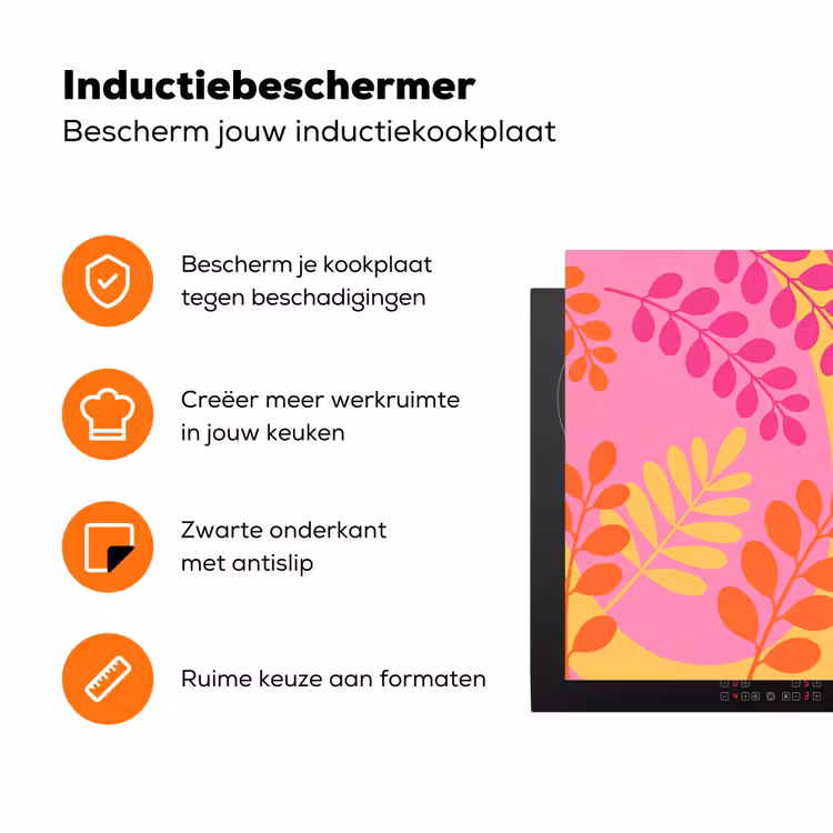 Natuur - Bladeren - Abstract - Roze - Geel Inductie beschermer vinyl 3mm klein -zzzzzzz-td-ups