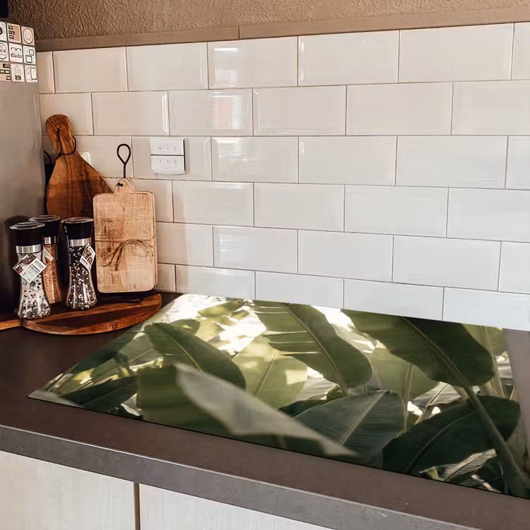 Natuur - Bladeren - Groen - Tropisch - Detail Inductie beschermer vinyl 3mm klein -sfeer3