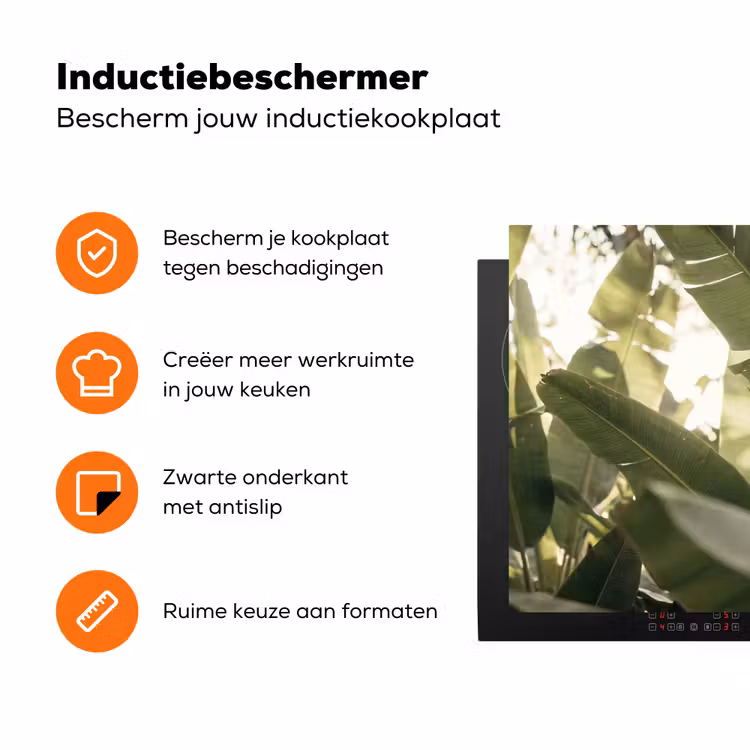 Natuur - Bladeren - Groen - Tropisch - Detail Inductie beschermer vinyl 3mm klein -zzzzzzz-td-ups