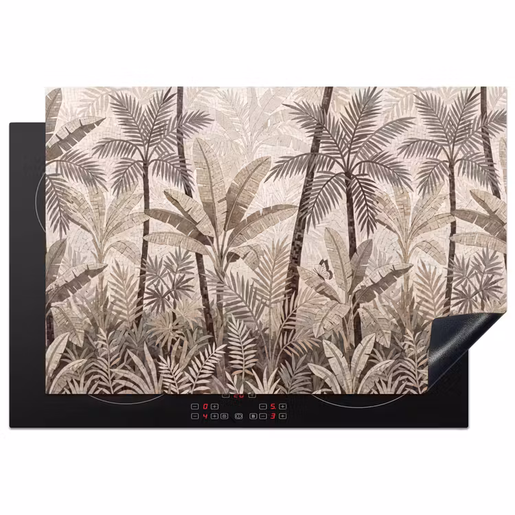 Natuur - Bladeren - Landschap - Mozaïek - Beige Inductie beschermer vinyl 3mm klein -3d