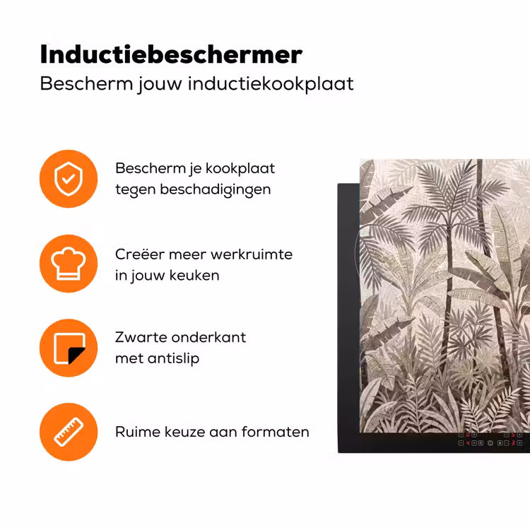 Natuur - Bladeren - Landschap - Mozaïek - Beige Inductie beschermer vinyl 3mm klein -zzzzzzz-td-ups