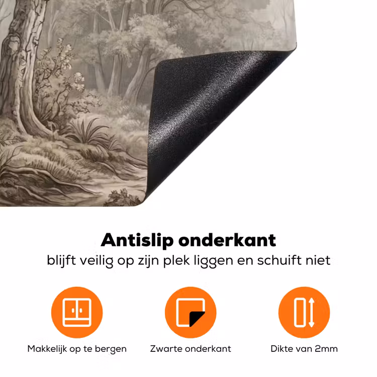 Natuur - Bos - Eik Inductie beschermer vinyl 3mm klein -zzzzzzz-td-onderkant