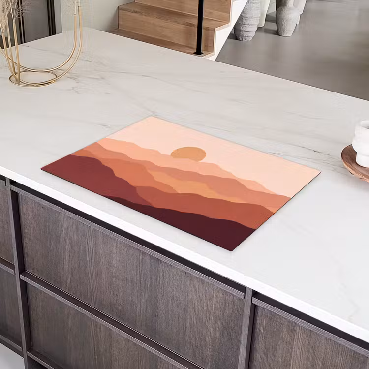 Natuur - Heuvels - Abstract - Modern - Oranje Inductie beschermer vinyl 3mm klein -sfeer8