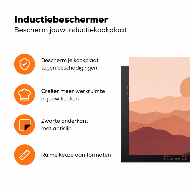 Natuur - Heuvels - Abstract - Modern - Oranje Inductie beschermer vinyl 3mm klein -zzzzzzz-td-ups