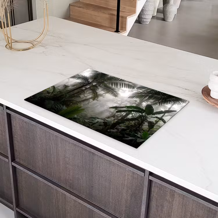 Natuur - Jungle - Mist - Groen - Bladeren Inductie beschermer vinyl 3mm klein -sfeer8
