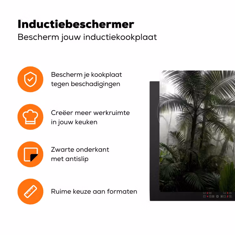 Natuur - Jungle - Mist - Groen - Bladeren Inductie beschermer vinyl 3mm klein -zzzzzzz-td-ups