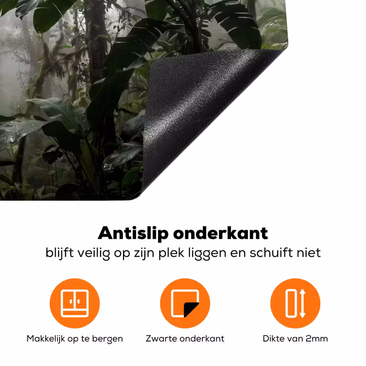 Natuur - Jungle - Mist - Groen - Bladeren Inductie beschermer vinyl 3mm klein -zzzzzzz-td-onderkant