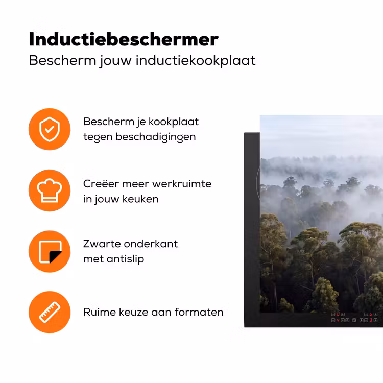 Natuur - Mist - Bos - Ochtend - Goud Inductie beschermer vinyl 3mm klein -zzzzzzz-td-ups