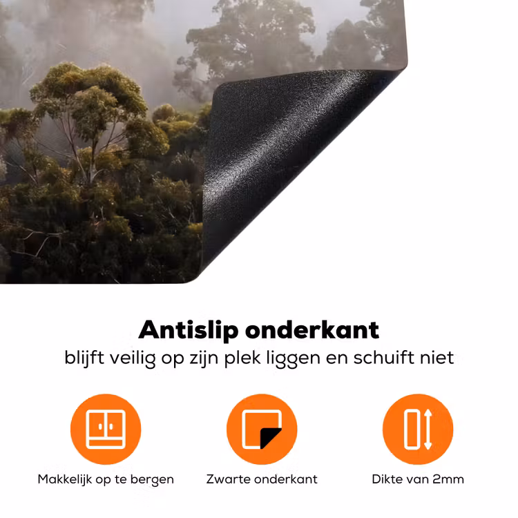 Natuur - Mist - Bos - Ochtend - Goud Inductie beschermer vinyl 3mm klein -zzzzzzz-td-onderkant