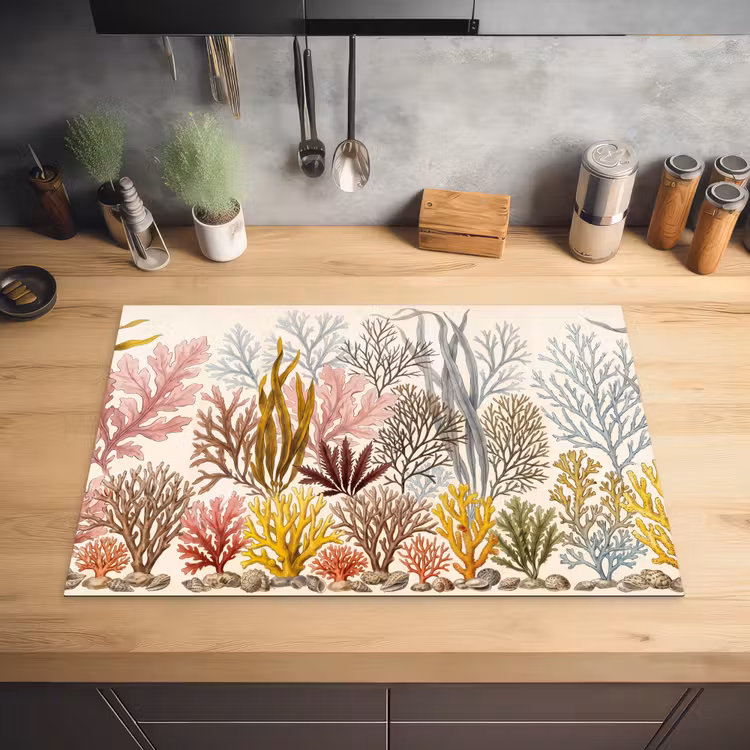 Natuur - Onderwater - Botanisch - Vintage - Kleurrijk Inductie beschermer vinyl 3mm klein -sfeer5