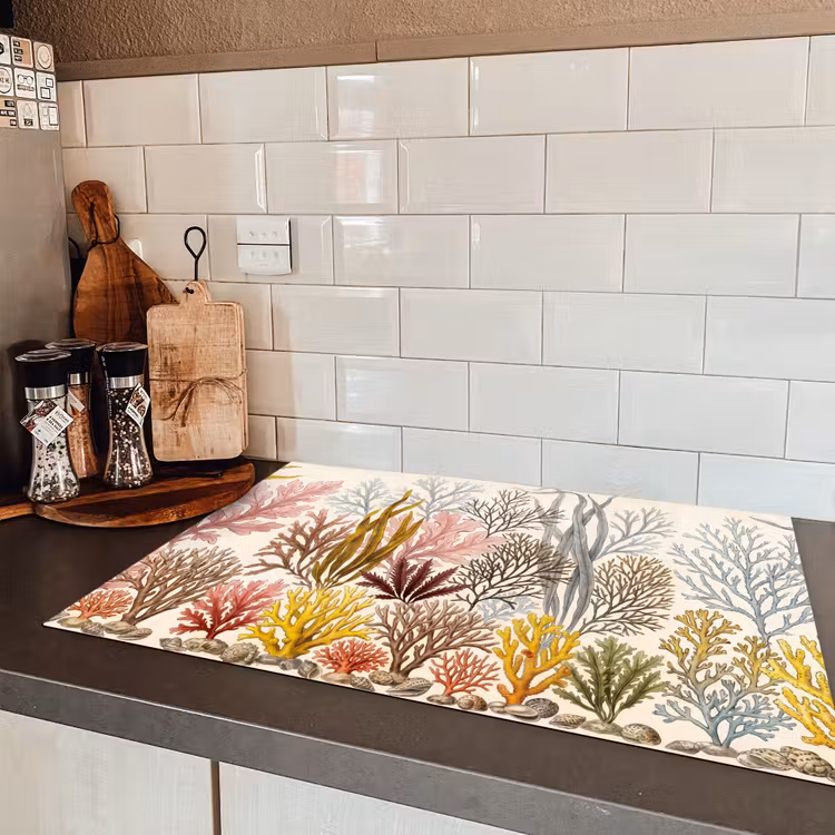 Natuur - Onderwater - Botanisch - Vintage - Kleurrijk Inductie beschermer vinyl 3mm klein -sfeer3