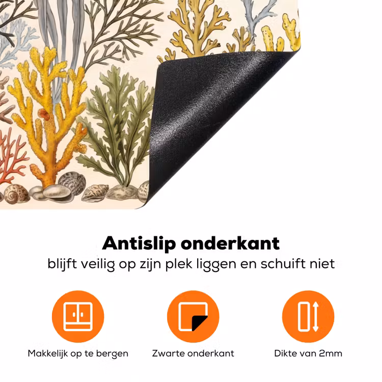Natuur - Onderwater - Botanisch - Vintage - Kleurrijk Inductie beschermer vinyl 3mm klein -zzzzzzz-td-onderkant