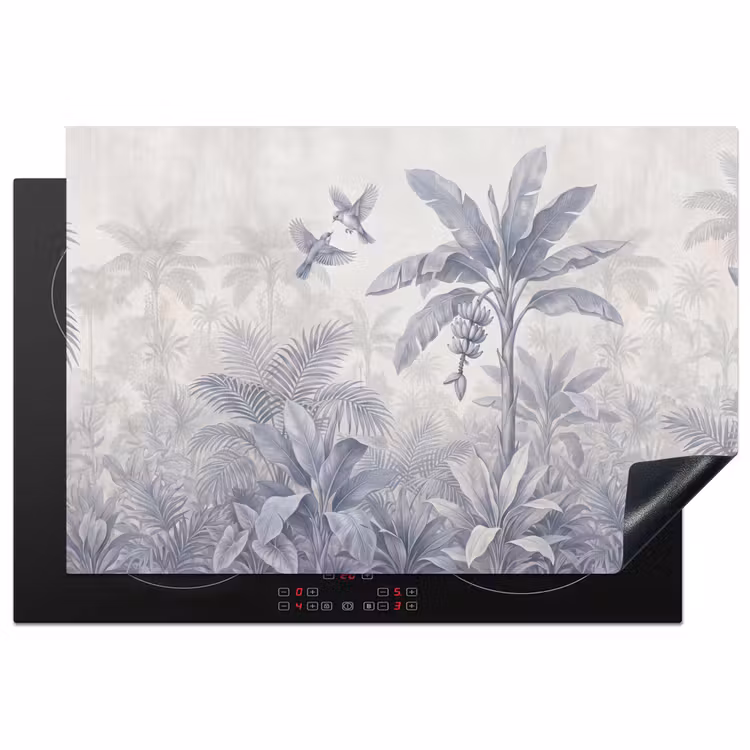 Natuur - Vogel - Jungle - Illustratie - Blauw Inductie beschermer vinyl 3mm klein -3d