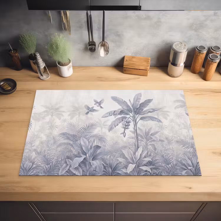 Natuur - Vogel - Jungle - Illustratie - Blauw Inductie beschermer vinyl 3mm klein -sfeer5