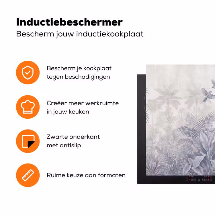 Natuur - Vogel - Jungle - Illustratie - Blauw Inductie beschermer vinyl 3mm klein -zzzzzzz-td-ups