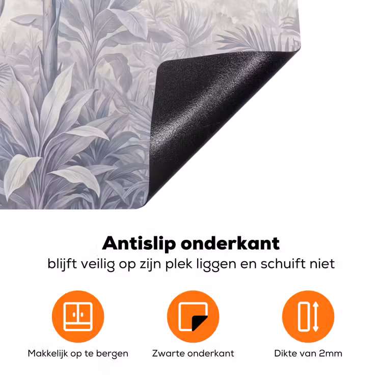 Natuur - Vogel - Jungle - Illustratie - Blauw Inductie beschermer vinyl 3mm klein -zzzzzzz-td-onderkant