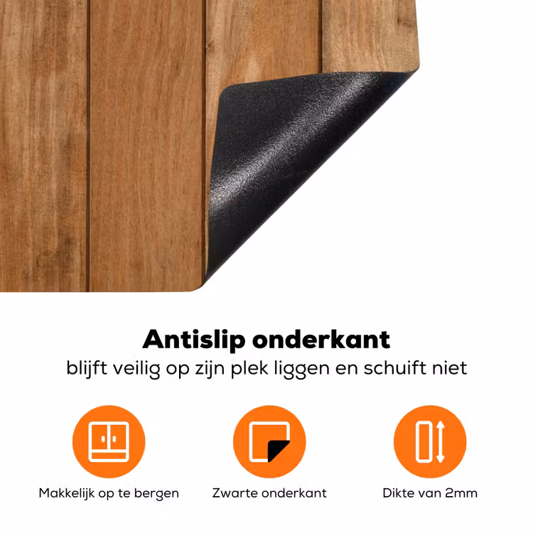 Natuurlijk Eikenhout Inductie beschermer vinyl 3mm klein -zzzzzzz-td-onderkant