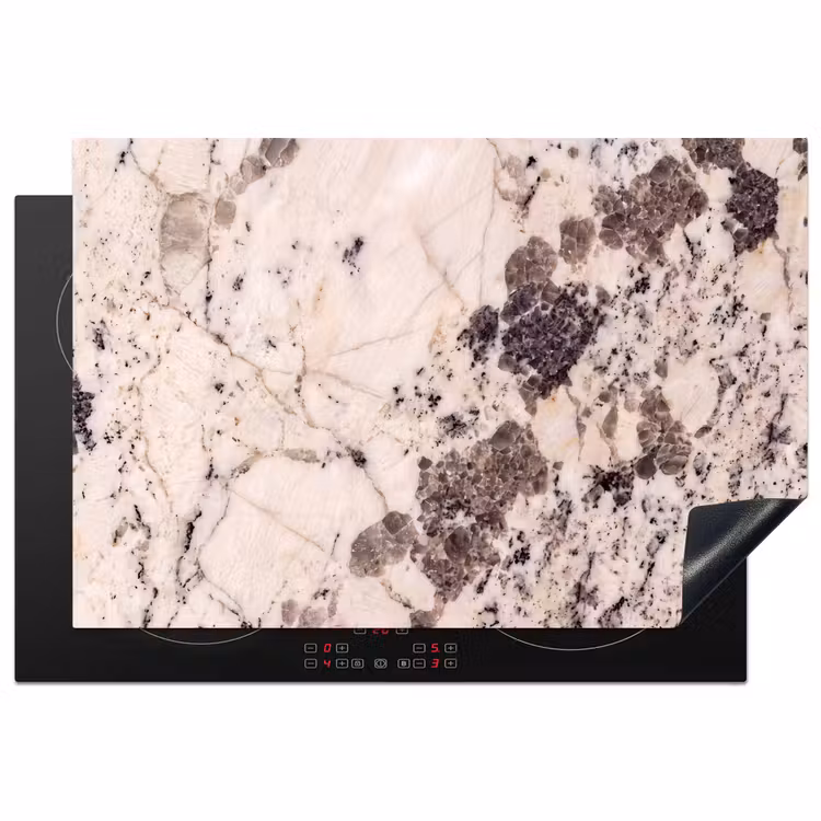 Natuursteen - Patroon - Abstract - Beige - Grijs Inductie beschermer vinyl 3mm klein -3d