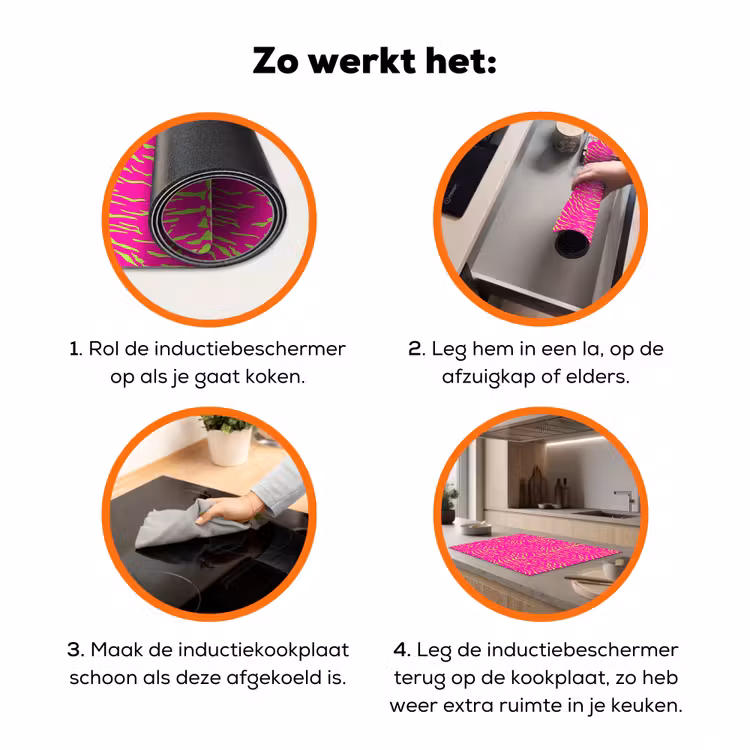 Neon - Groen - Roze - Tijger Inductie beschermer vinyl 3mm klein 276 -zzzzzzz-td-werking