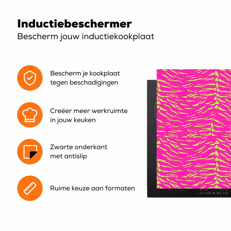 Neon - Groen - Roze - Tijger Inductie beschermer vinyl 3mm klein 276 -zzzzzzz-td-ups