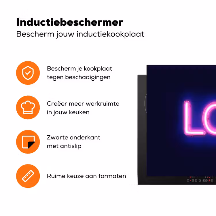 Neon - Love - Valentijn Inductie beschermer vinyl 3mm klein -zzzzzzz-td-ups