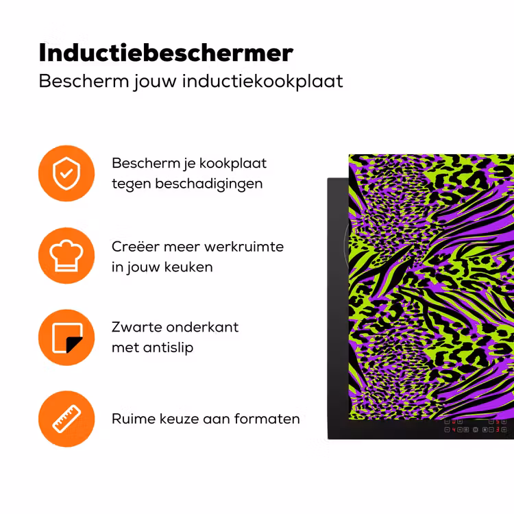 Neon - Paars - Dieren - Patroon Inductie beschermer vinyl 3mm klein 276 -zzzzzzz-td-ups