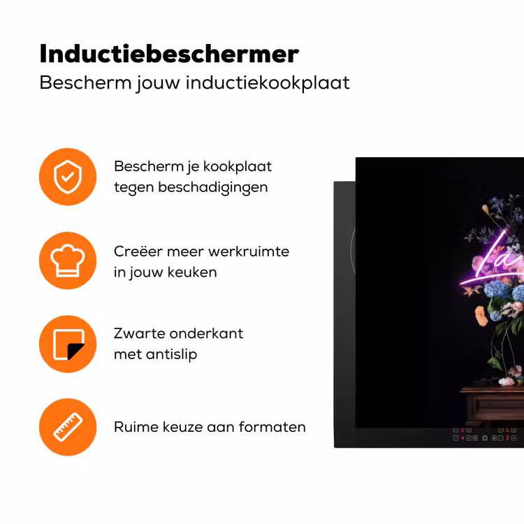 Neon - Vaas - Bloemen Inductie beschermer vinyl 3mm klein -zzzzzzz-td-ups