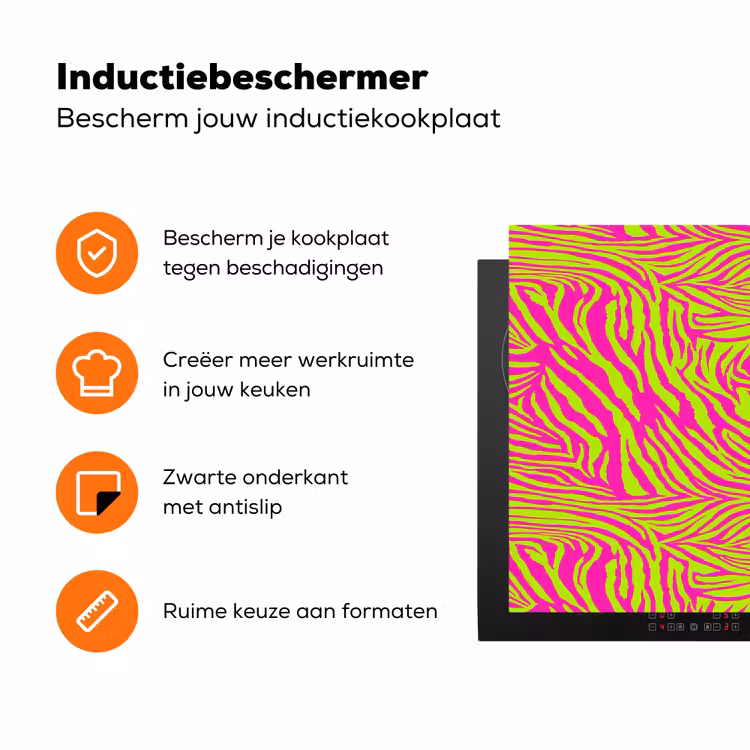 Neon - Zebra - Roze - Groen Inductie beschermer vinyl 3mm klein 276 -zzzzzzz-td-ups
