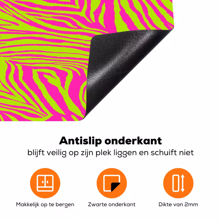 Neon - Zebra - Roze - Groen Inductie beschermer vinyl 3mm klein 276 -zzzzzzz-td-onderkant