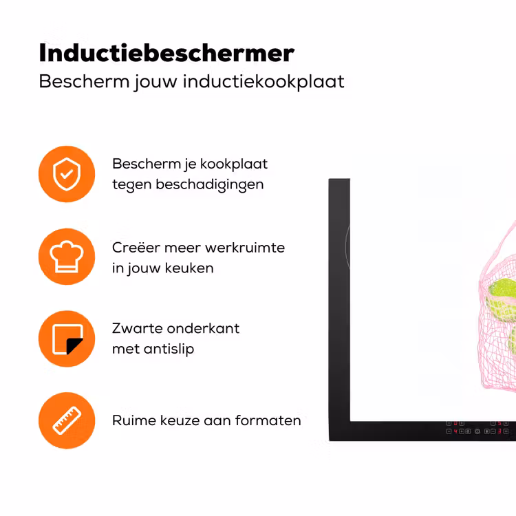 Netzakje - Roze - Illustratie - Limoenen Inductie beschermer vinyl 3mm klein -zzzzzzz-td-ups