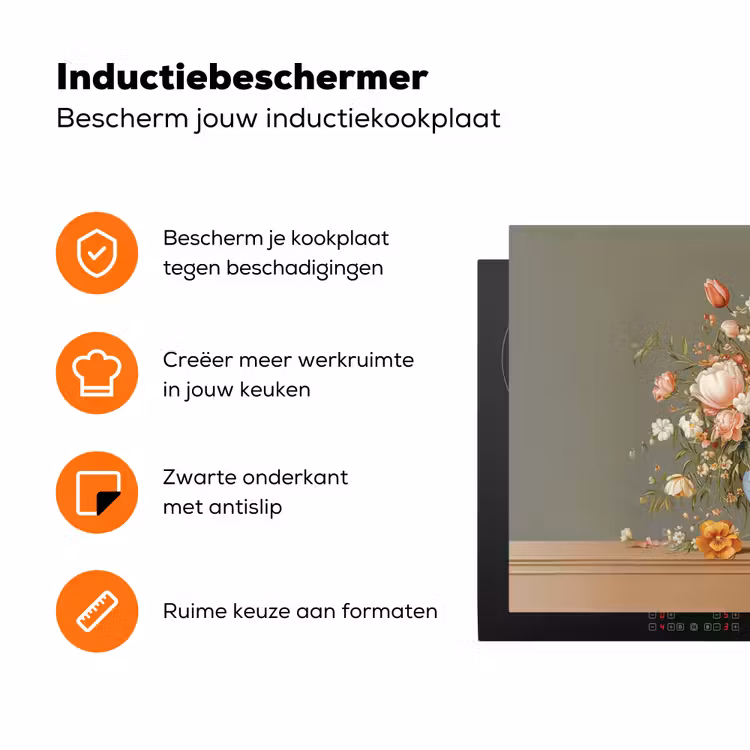 Neutral - Bloemen - Boeket - Vaas Inductie beschermer vinyl 3mm klein -zzzzzzz-td-ups