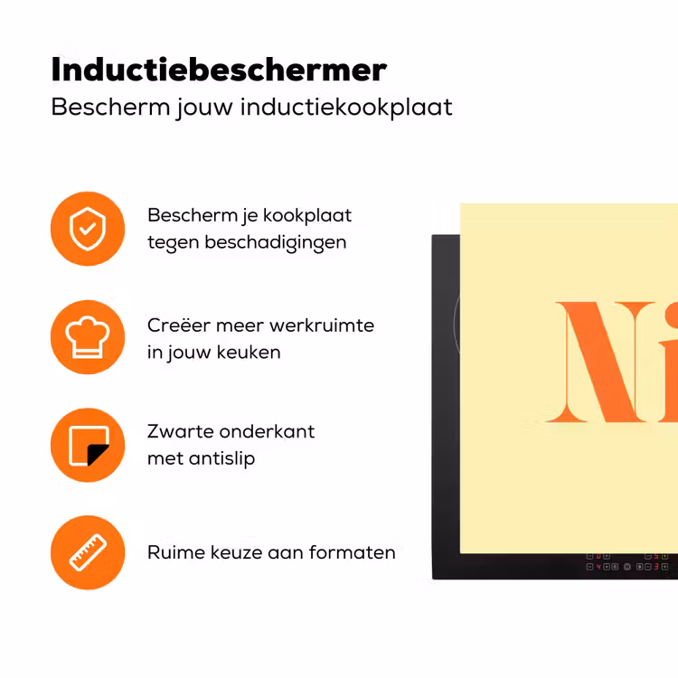 Nice - Oranje - Geel - Minimalistisch Inductie beschermer vinyl 3mm klein -zzzzzzz-td-ups