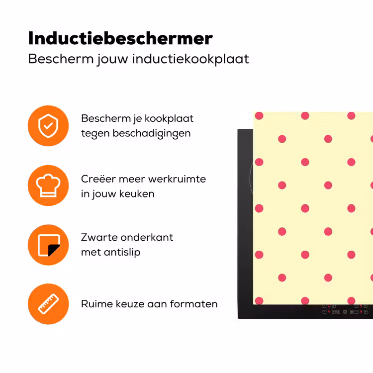 Nice - Stippen - Roze - Geel Inductie beschermer vinyl 3mm klein -zzzzzzz-td-ups