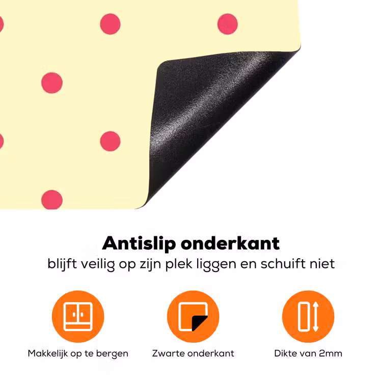 Nice - Stippen - Roze - Geel Inductie beschermer vinyl 3mm klein -zzzzzzz-td-onderkant