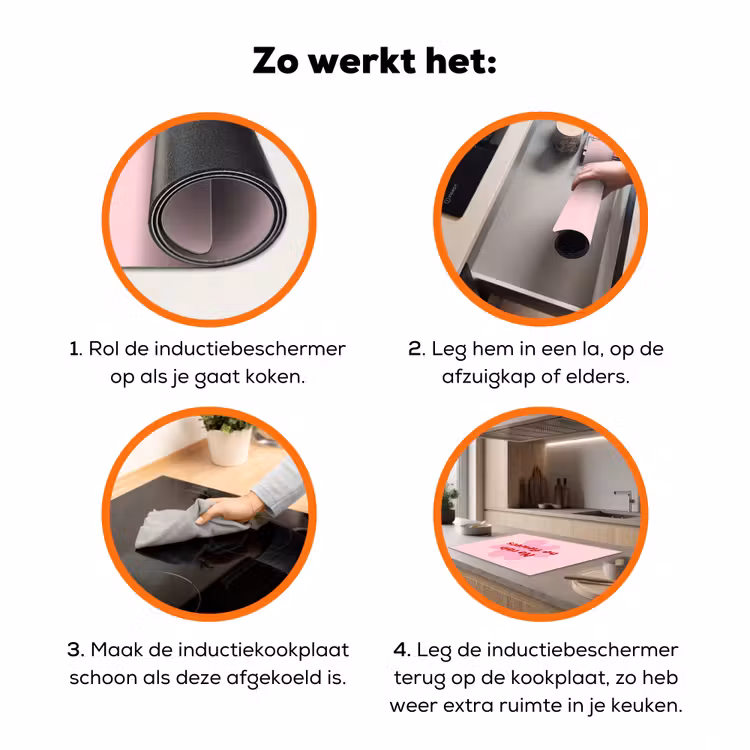 No rain no flowers - Bloem - Roze Inductie beschermer vinyl 3mm klein -zzzzzzz-td-werking