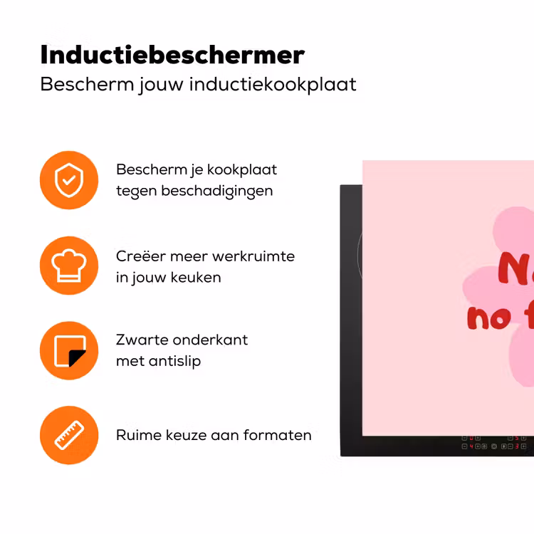 No rain no flowers - Bloem - Roze Inductie beschermer vinyl 3mm klein -zzzzzzz-td-ups