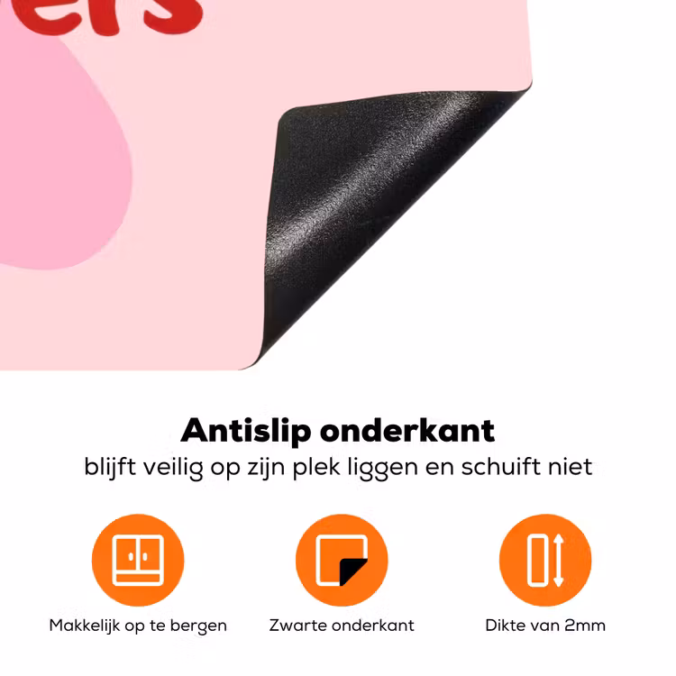 No rain no flowers - Bloem - Roze Inductie beschermer vinyl 3mm klein -zzzzzzz-td-onderkant