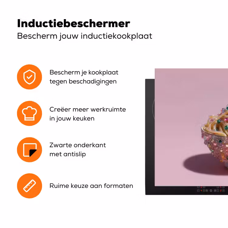 Noodles - Edelstenen - Stokjes - Roze Inductie beschermer vinyl 3mm klein -zzzzzzz-td-ups