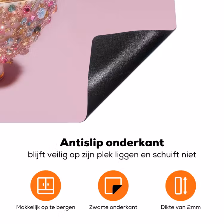 Noodles - Edelstenen - Stokjes - Roze Inductie beschermer vinyl 3mm klein -zzzzzzz-td-onderkant