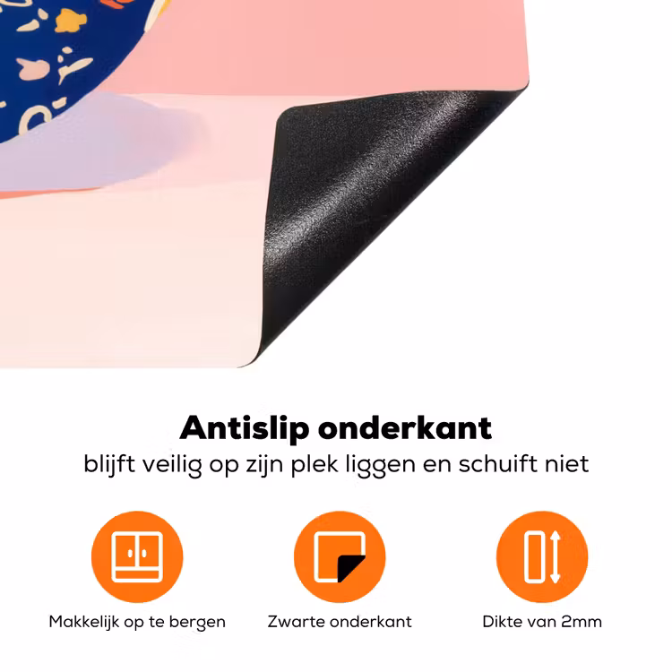 Noodles - Kom - Blauw - Illustratie Inductie beschermer vinyl 3mm klein -zzzzzzz-td-onderkant