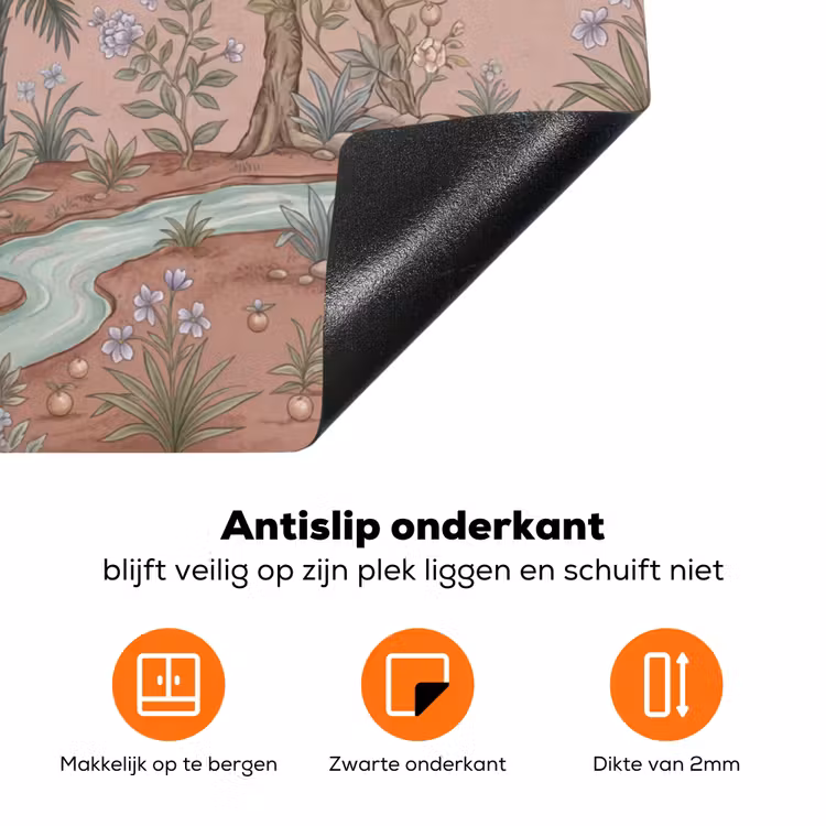 Nostalgisch - Reigers - Roze Inductie beschermer vinyl 3mm klein -zzzzzzz-td-onderkant
