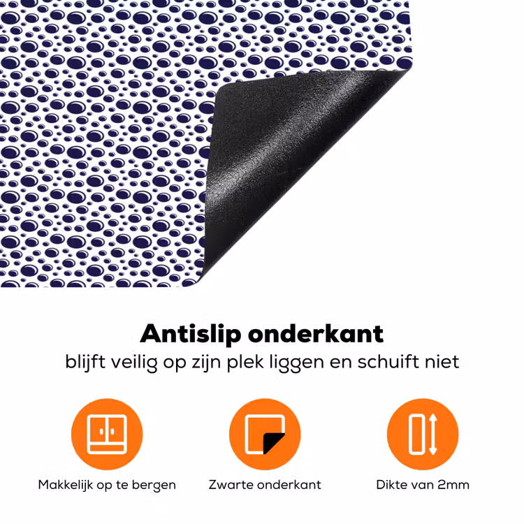 Oceaan - Bubbel - Blauw - Wit Inductie beschermer vinyl 3mm klein 276 -zzzzzzz-td-onderkant