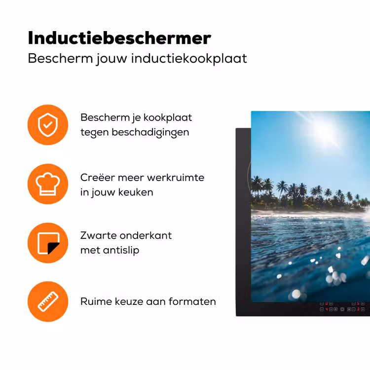 Oceaan - Golf - Strand - Natuur - Blauw Inductie beschermer vinyl 3mm klein -zzzzzzz-td-ups